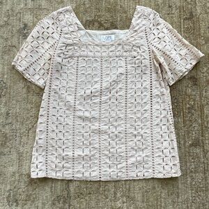 LOFT Blush Eyelet Square Neck Top